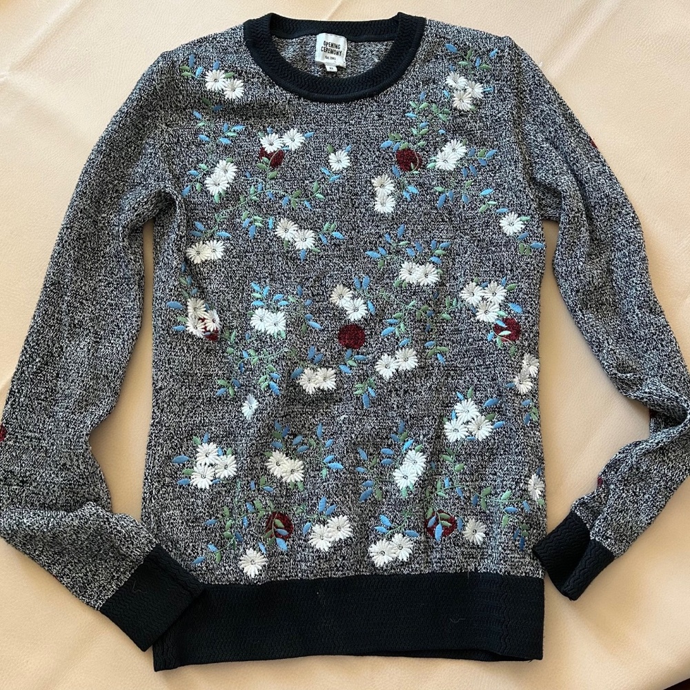 Opening Ceremony sweater with embroidered flower XS
